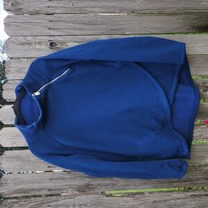 Athleta “COZY KARMA” Asymmetrical Zip Mock Neck Sweatshirt, blue